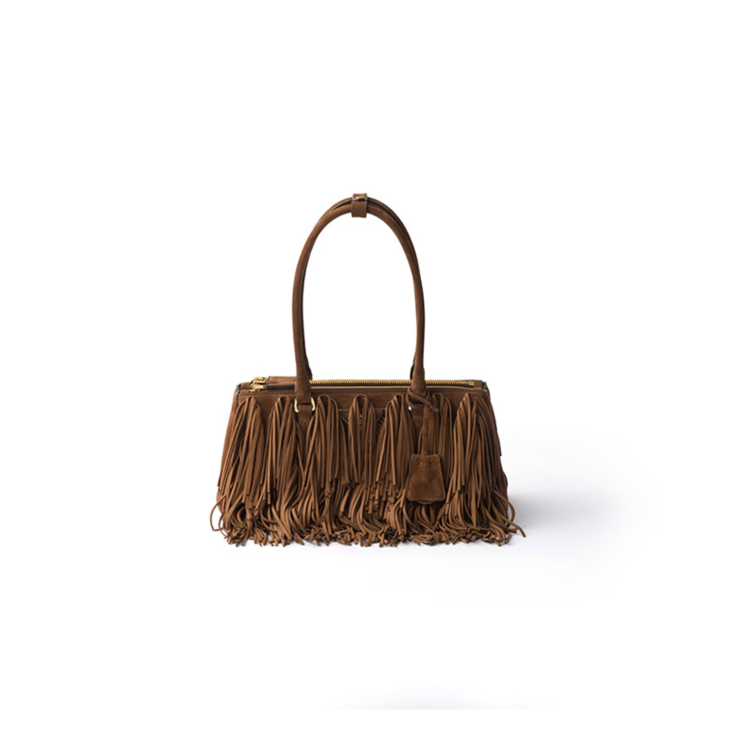 Pra*a galleria medium suede bag with fringe 1ba457 (30*14*10.5cm)